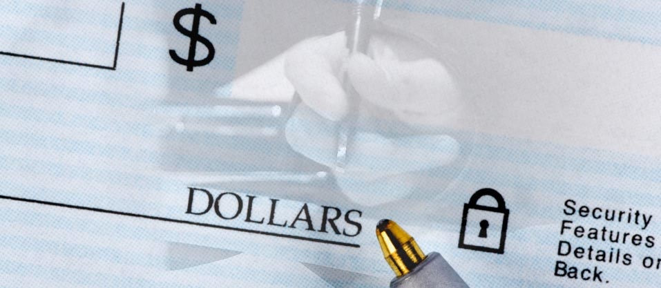 A pen on a check