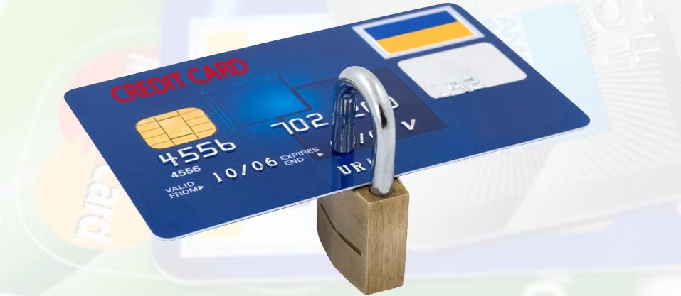 Credit card with a padlock inside it